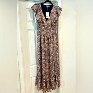 Floral Ruched Waist Maxi Dress - NWT Sz M